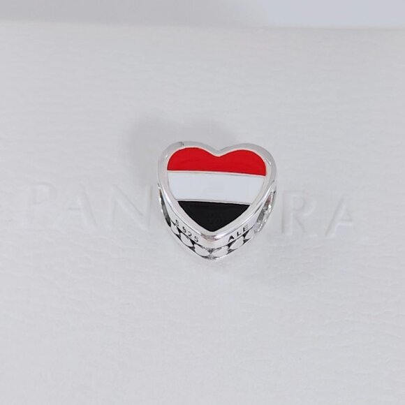 Pandora Yemen Flag Exclusive Heart Charm Bead with box - Picture 6 of 8